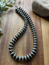 Load image into Gallery viewer, Southwestern Sterling Silver 14mm Flat Saucer Pearls Bead Necklace 20 Inch