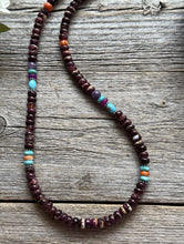 Load image into Gallery viewer, Purple Spiny Oyster Multi Stone Color Sterling Silver Bead Necklace 18 inch Gift