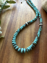 Load image into Gallery viewer, Sterling Silver Graduated Vibrant Rondelle Blue Turquoise Bead Necklace 18 inch