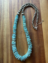 Load image into Gallery viewer, Sterling Silver Graduated Blue Turquoise W Pearls Bead Necklace 30 inch Gift
