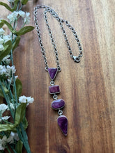Load image into Gallery viewer, Navajo Sterling Silver Purple Spiny Oyster Lariat Chain Necklace C Shorty