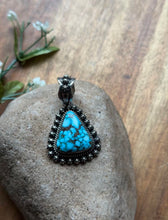 Load image into Gallery viewer, Navajo Sterling Silver Kingman Spiderweb Turquoise Pendant H Piasso