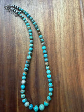 Load image into Gallery viewer, Sterling silver turquoise round bead necklace 18 inch