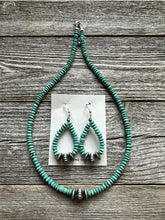 Load image into Gallery viewer, Sterling Silver Blue Turquoise Bead Necklace W Earrings Set. Gift 18 Inch