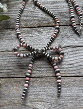 Load image into Gallery viewer, Bow Sterling Silver Multi Graduated Pink Conch Pearls Bead Necklace 24 inch Gift