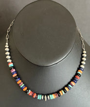 Load image into Gallery viewer, Sterling Silver Graduated Multi Stone Pearls Chain Bead Necklace. 16 Inch. Gift