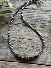 Load image into Gallery viewer, Tigers Eye 4mm Sterling Silver Pearls Choker Bead Necklace. 16 Inch. Gift