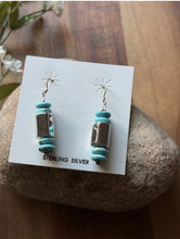 Load image into Gallery viewer, Sterling Silver Blue Turquoise Bead Drop Earrings. 1.75 Inch