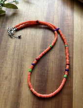 Load image into Gallery viewer, Sterling Silver Orange Bamboo Coral Multi Stone Bead Necklace. 18 Inch Gift