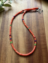 Load image into Gallery viewer, Sterling Silver Orange Bamboo Coral Multi Stone Bead Necklace. 18 Inch Gift