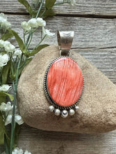 Load image into Gallery viewer, Native American Sterling Silver Red Spiny Oyster Pendant RY