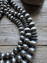 Load image into Gallery viewer, Sterling Silver Layered Multi Strand Pearls Bead Necklace 22 Inch “Navajo Style”