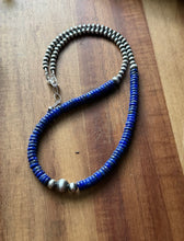 Load image into Gallery viewer, Sterling Silver Blue Lapis W Multi Bead Pearls Necklace. 18 Inch. Gift