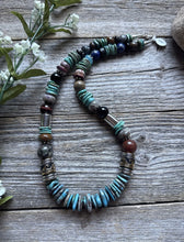 Load image into Gallery viewer, Tommy Rosita Singer T R Sterling Silver Blue Turquoise Bead Necklace 20 Inch