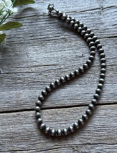 Load image into Gallery viewer, Vintage Pawn 6mm 18 Inch 925 Sterling Silver Oxidized Pearls Bead Necklace