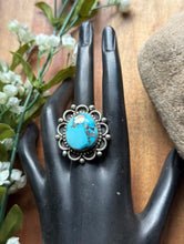 Load image into Gallery viewer, Native American 925 Sterling Silver Turquoise Ring. Size 8. Mary Ellen Gift