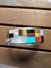 Load image into Gallery viewer, Tommy Jackson sterling silver turquoise multistone inlay cuff