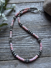 Load image into Gallery viewer, Southwestern Sterling Silver Pink Conch W Pearls Bead Necklace 18 inch Gift