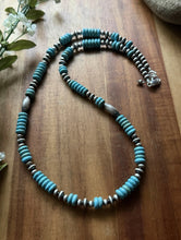 Load image into Gallery viewer, Sterling Silver Blue Turquoise W Multi Bead Pearls Necklace. 24 inch. Gift
