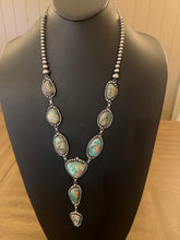 Load image into Gallery viewer, Navajo sterling silver royston turquoise lariat necklace