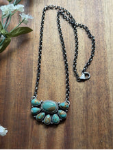 Load image into Gallery viewer, Navajo Sterling Silver Turquoise Cluster Chain Necklace Marcella James