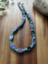 Load image into Gallery viewer, Sterling Silver Purple Charoite Blue Turquoise Pearls Bead Necklace 18 Inch Gift