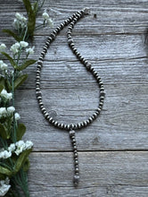 Load image into Gallery viewer, Southwestern Sterling Silver Lariat Y Pearls Bead Necklace 18 Inch