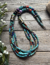 Load image into Gallery viewer, Tommy Rosita Singer T R Sterling Silver Multi Strand Turquoise Bead Necklace 30”