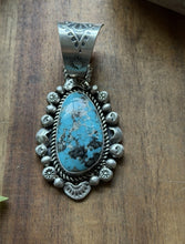 Load image into Gallery viewer, Navajo Native American Sterling Silver Blue Turquoise Pendant R Yazzie Gift