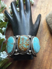 Load image into Gallery viewer, Navajo Sterling Silver Blue Number 8 Turquoise Cuff Bracelet RY