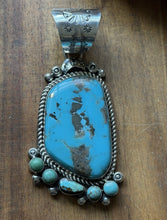 Load image into Gallery viewer, Navajo Native American Sterling Silver Blue Turquoise Pendant R Yazzie Gift