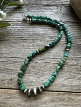 Load image into Gallery viewer, Southwestern 925 Sterling Silver Turquoise Nuggets Pearls Bead Necklace. 18 inch