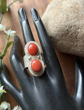 Load image into Gallery viewer, Native American Sterling Silver Coral Ring. Size 8. Jackson