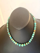 Load image into Gallery viewer, Sterling silver turquoise round bead necklace 18 inch