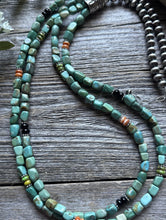 Load image into Gallery viewer, Sterling Silver Multi Strand Blue Green Turquoise Pearls Bead Necklace 30 Inch