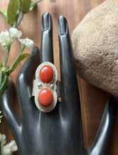 Load image into Gallery viewer, Native American Sterling Silver Coral Ring. Size 8. Jackson