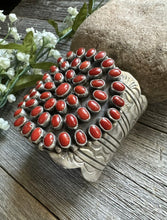 Load image into Gallery viewer, Navajo Native Sterling Silver Red Mediterranean Coral Cuff Bracelet C Yazzie