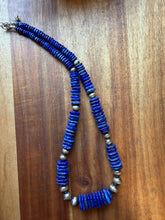 Load image into Gallery viewer, Sterling silver lapis graduated bead necklace 20 inch