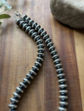 Load image into Gallery viewer, Southwestern Sterling Silver 14mm Flat Saucer Pearls Bead Necklace 20 Inch