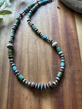 Load image into Gallery viewer, Sterling Silver Brown Wild Horse Turquoise Bead Necklace. 22 inch. Gift
