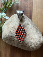 Load image into Gallery viewer, Navajo Sterling Silver Red Coral Cluster Pendant P Johnson