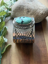 Load image into Gallery viewer, Navajo Native American Sterling Silver Blue Turquoise Cuff Bracelet Signed