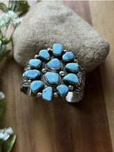 Load image into Gallery viewer, Native American Sterling Silver Blue Turquoise Cluster Cuff Bracelet T Jon