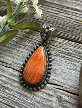 Load image into Gallery viewer, Native American Sterling Silver Orange Spiny Oyster Pendant H Happy Piasso