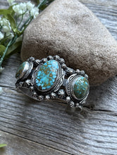 Load image into Gallery viewer, Navajo Native Sterling Silver Kingman Turquoise Cuff Bracelet J Nelson