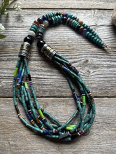 Load image into Gallery viewer, Tommy Rosita Singer T R Sterling Silver Multi Strand Turquoise Bead Necklace 28”