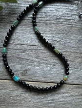 Load image into Gallery viewer, Sterling Silver Black Onyx Turquoise Bead Necklace. 18 Inch Gift