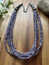 Load image into Gallery viewer, Sterling Silver Purple Charoite W Pearls Multi Strand Bead Necklace 28 Inch Gift