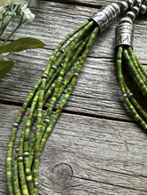 Load image into Gallery viewer, Sterling Silver Multi Strand Green Turquoise Bead Necklace. 26 inch