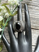 Load image into Gallery viewer, Mens Delbert Gordon Navajo Sterling Silver Black Onyx Ring. Size 11.5